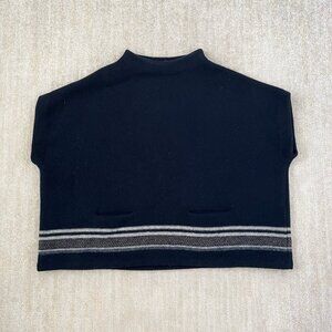 Faherty Park City Wool Pullover Blue Poncho Sweater M/L